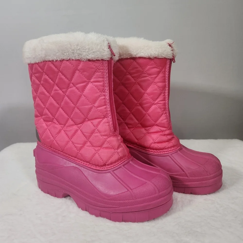 Pink Quilted Kids Snow Boots